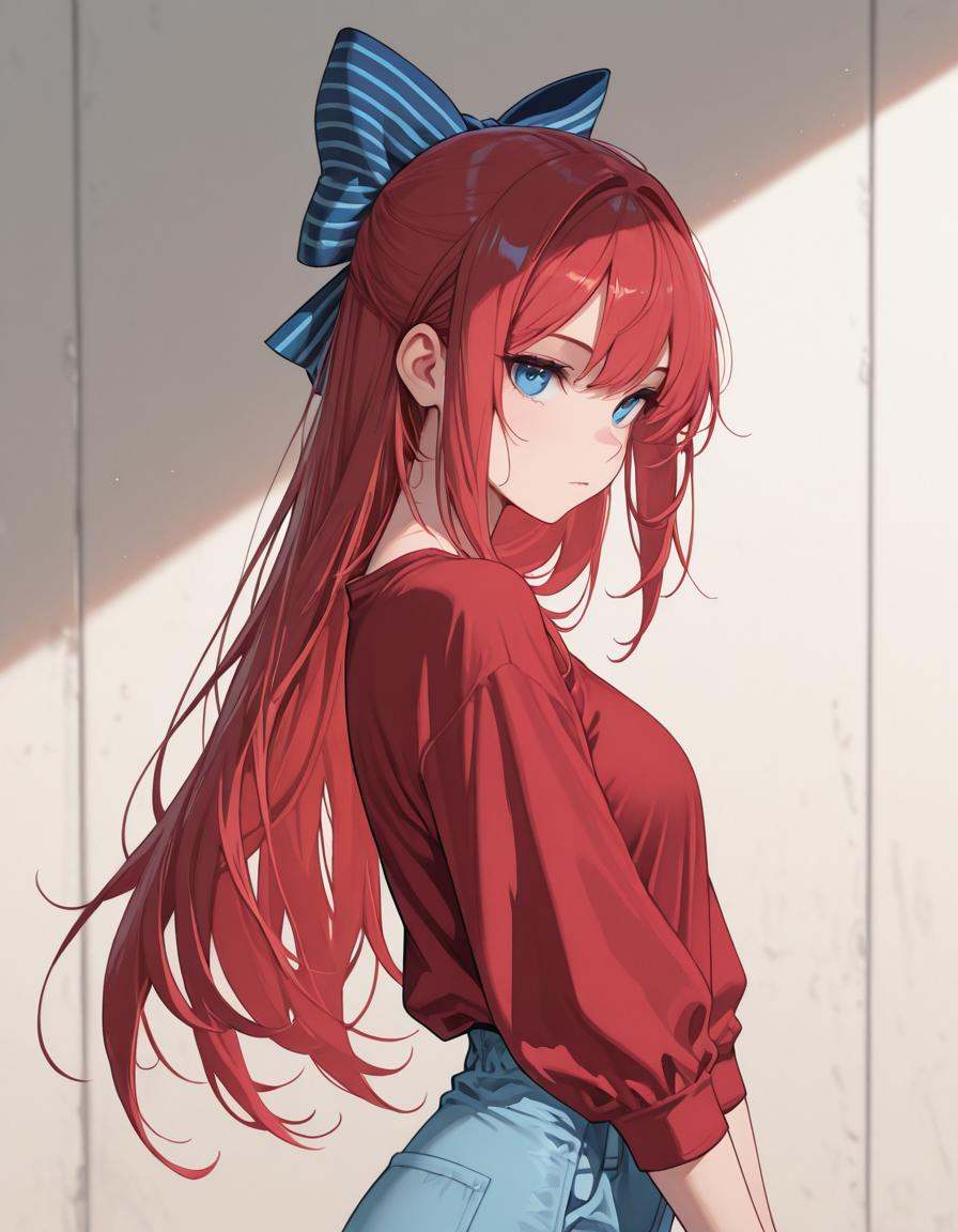 1girl,  red SHIRT,  blue pants on Tensor.Art