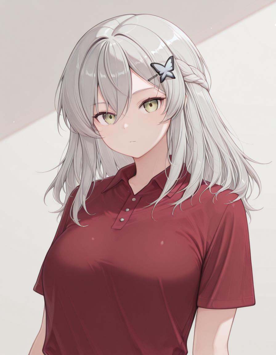 1girl,  po1osh1rt,  red polo shirt on Tensor.Art