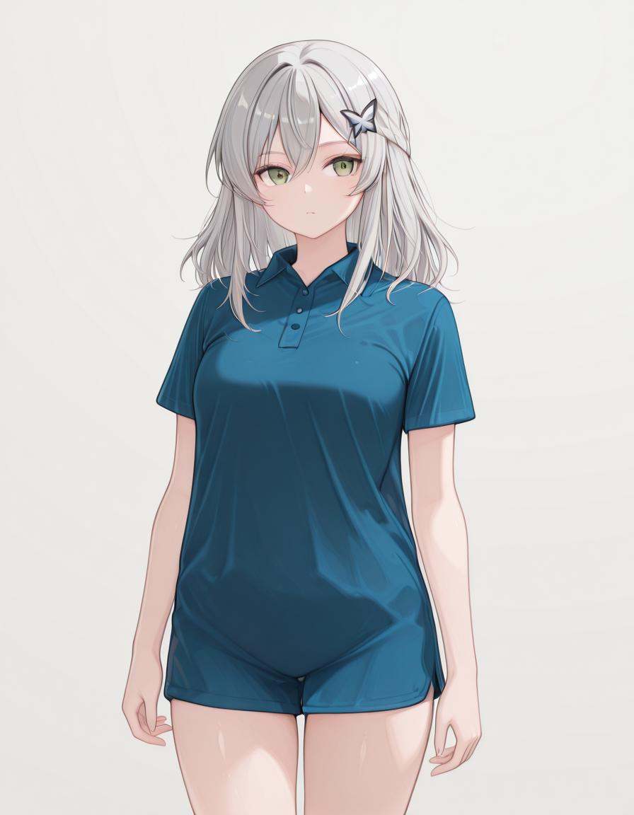 1girl,  po1osh1rt,  blue polo shirt on Tensor.Art