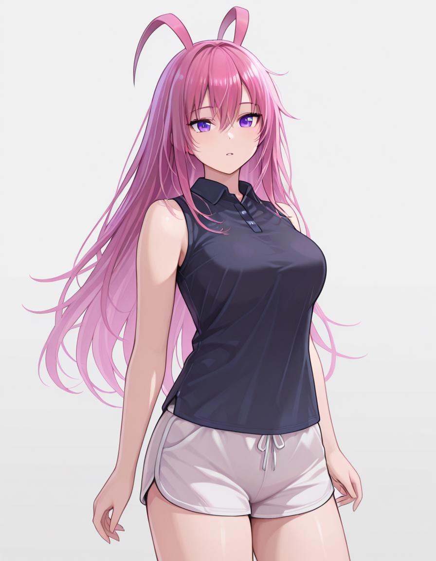 1girl,  po1osh1rt,  dark blue polo shirt on Tensor.Art