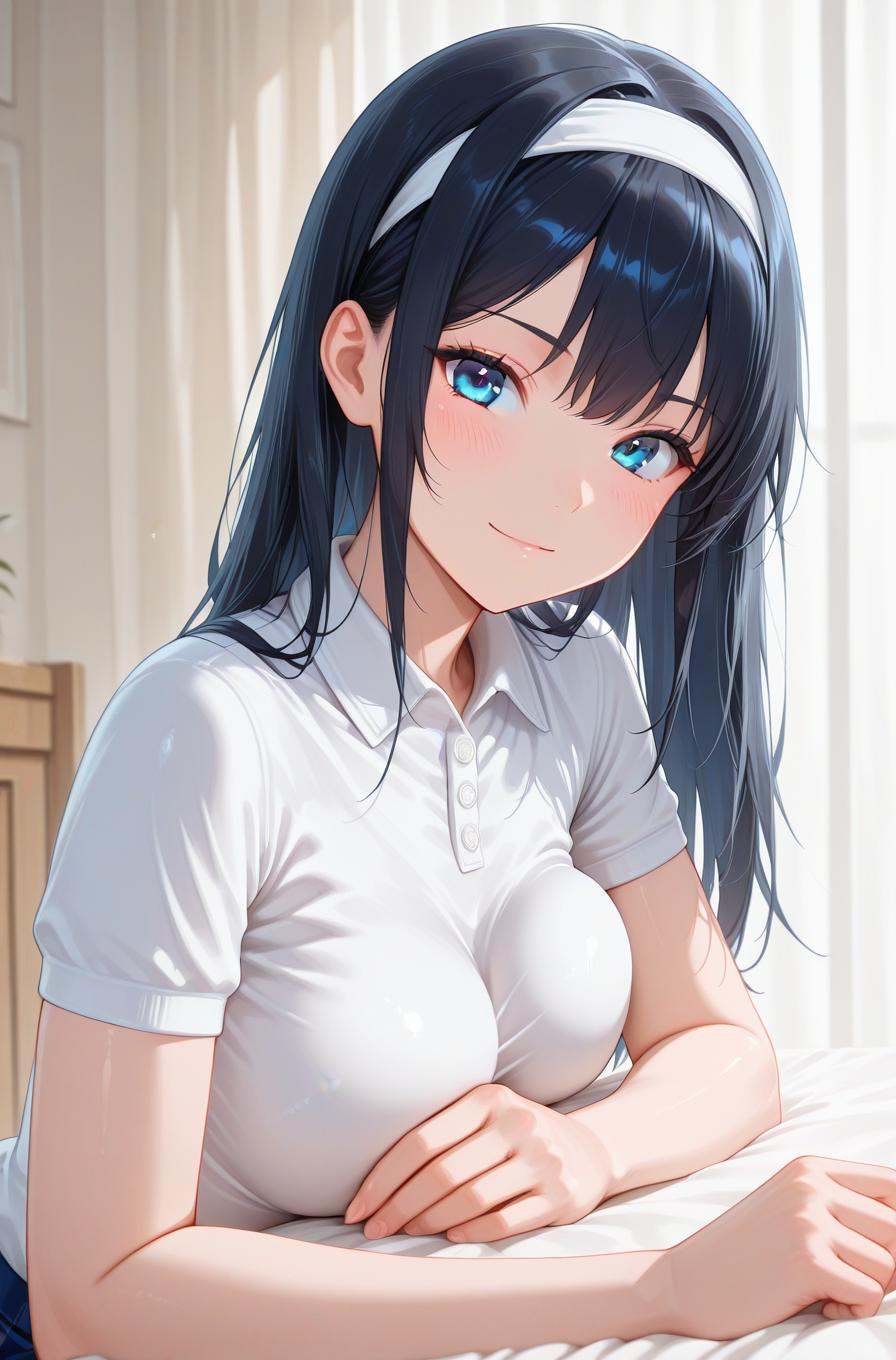 1girl,  breast press,  blue eyes on Tensor.Art