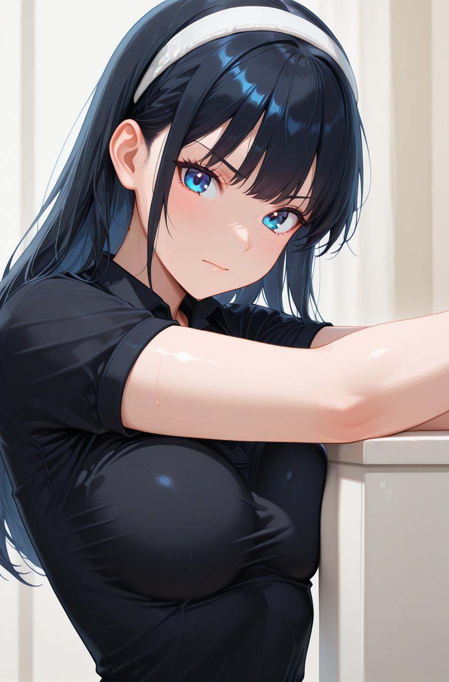 1girl,  breast press,  blue eyes on Tensor.Art