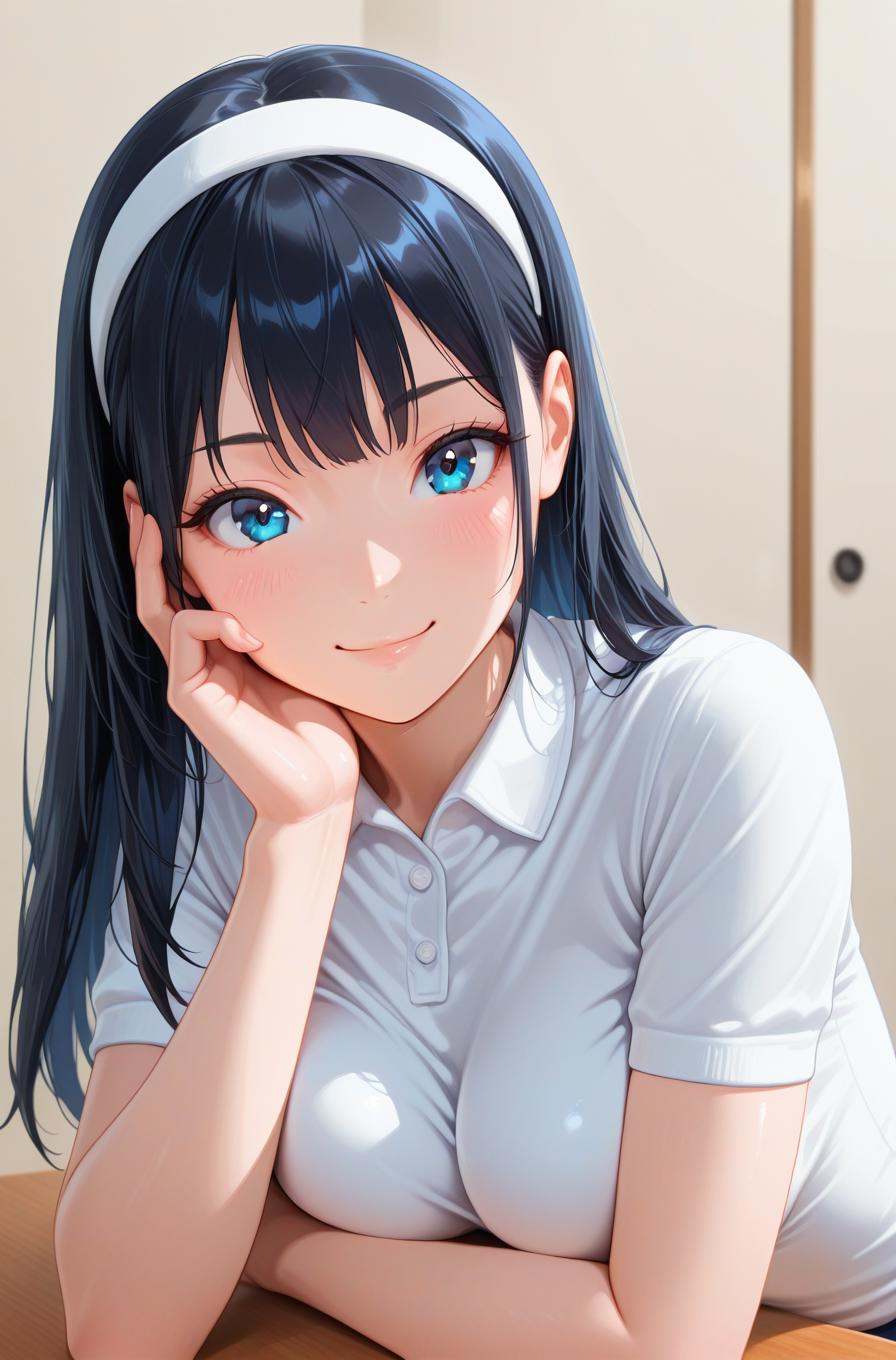 1girl,  breast press,  blue eyes on Tensor.Art