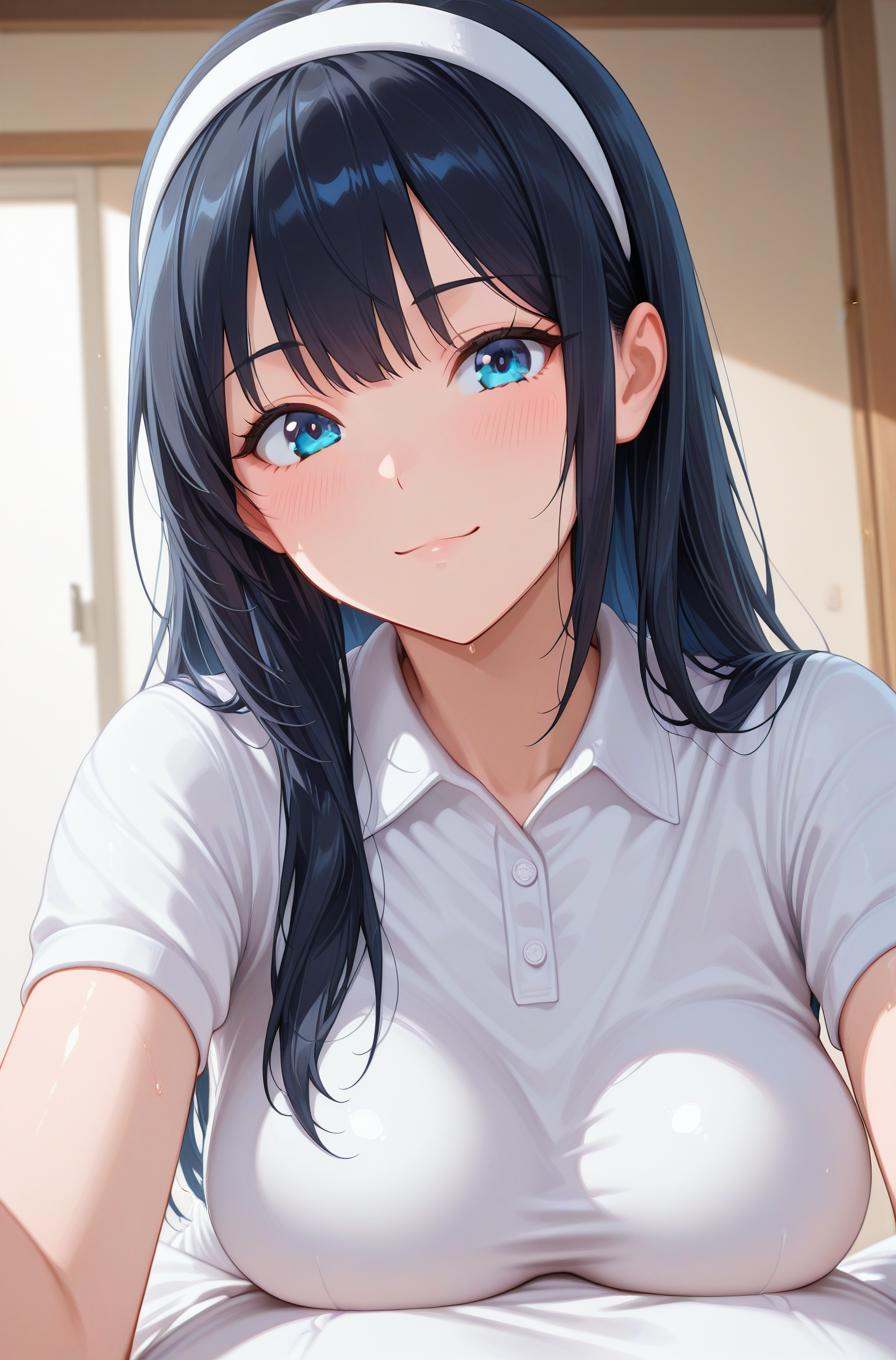1girl,  breast press,  blue eyes on Tensor.Art
