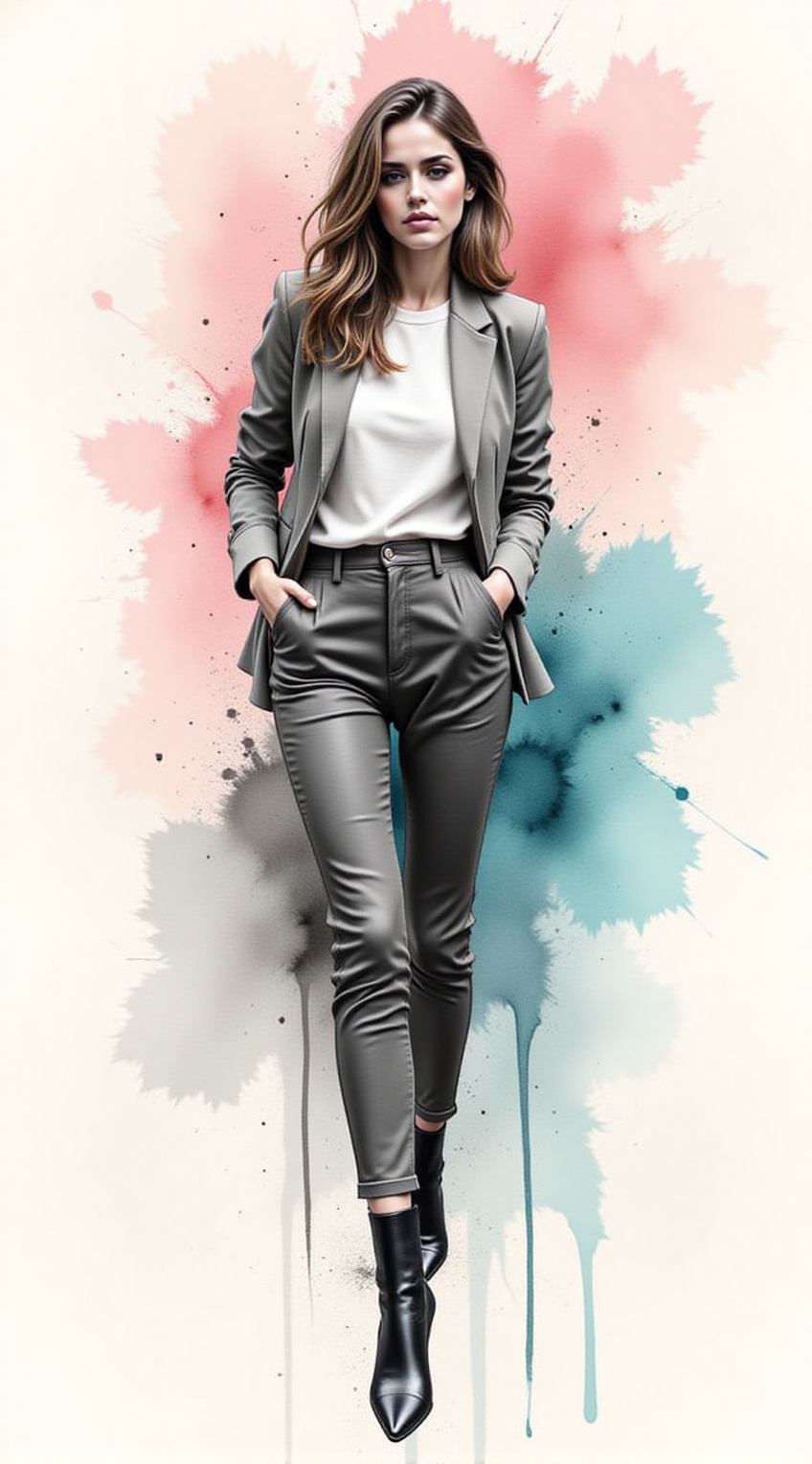 Sketch of a woman,  20yo,  sleek urban fashion on Tensor.Art