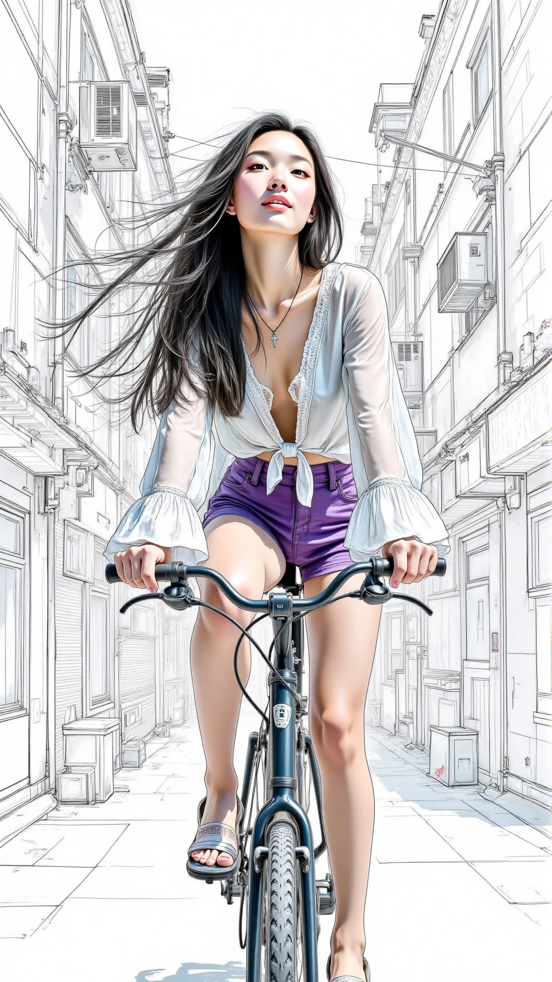 This is a unique photo that mixes several styles (cyberpunk,  anime art,  semi-realism on Tensor.Art