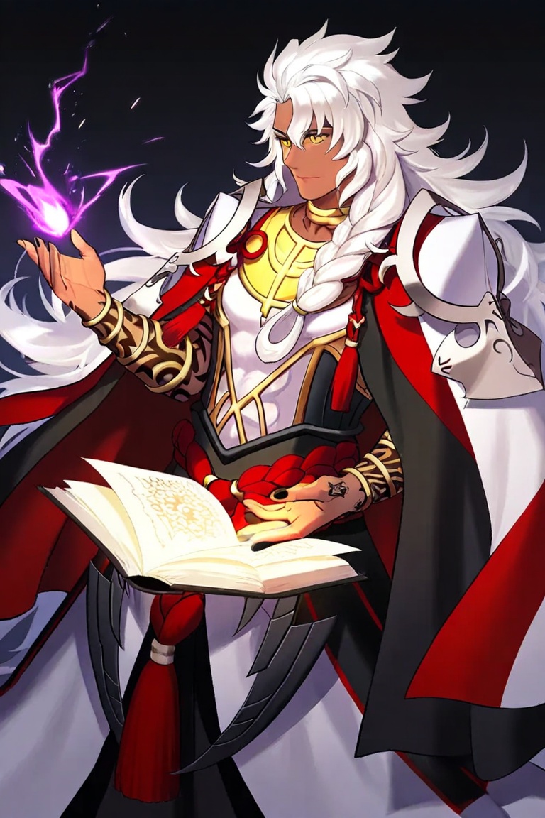 Solomon,  long hair,  white hair on Tensor.Art