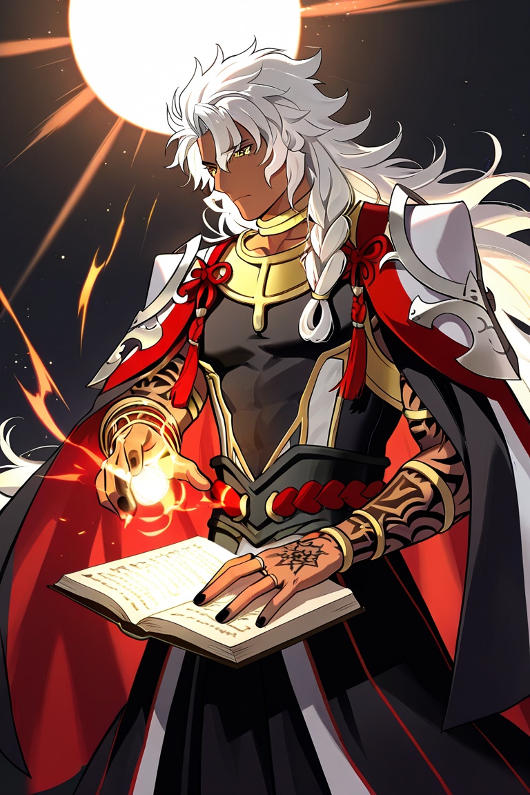 Solomon,  long hair,  white hair on Tensor.Art