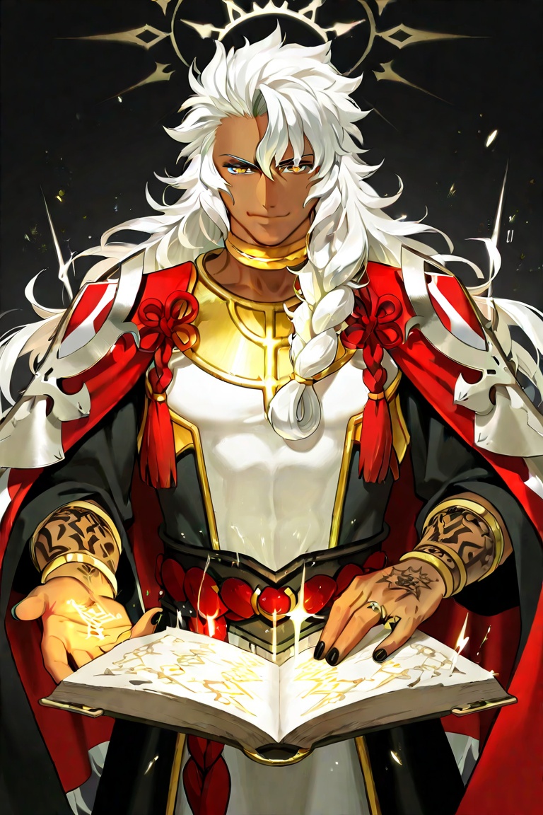 Solomon,  long hair,  white hair on Tensor.Art
