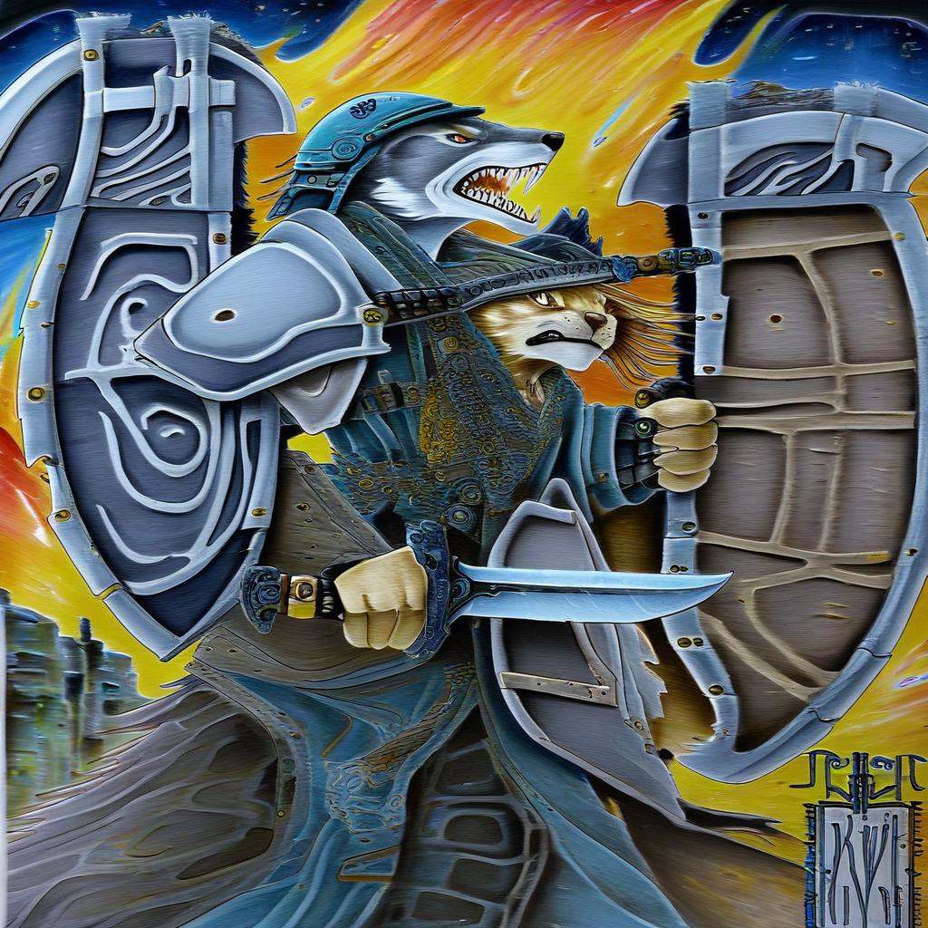 sharp teeth,  traditional media,  knife on Tensor.Art