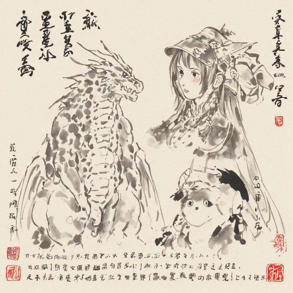 a dragon art made with sumie ink the famous and so popular asian ink art on Tensor.Art