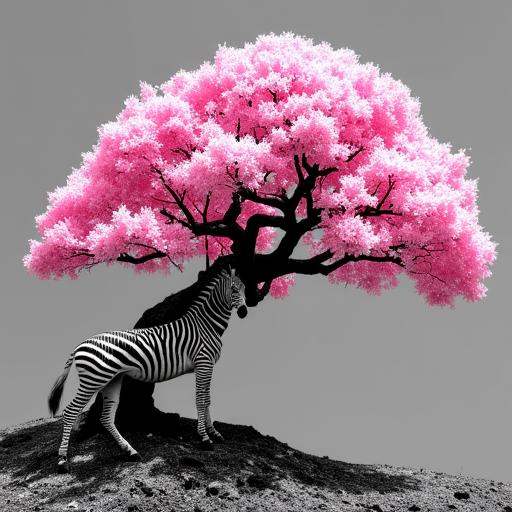 a zebra under a giant sakura bonsai,  infrared,  high light on Tensor.Art