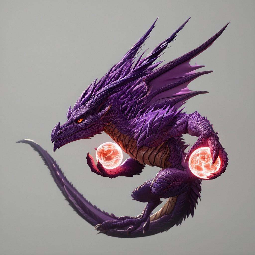 a purple dragon creating and throwing a fire ball coming out from his mouth on Tensor.Art