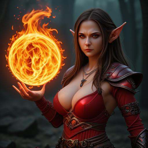 necklace,  elf,  red eyes on Tensor.Art