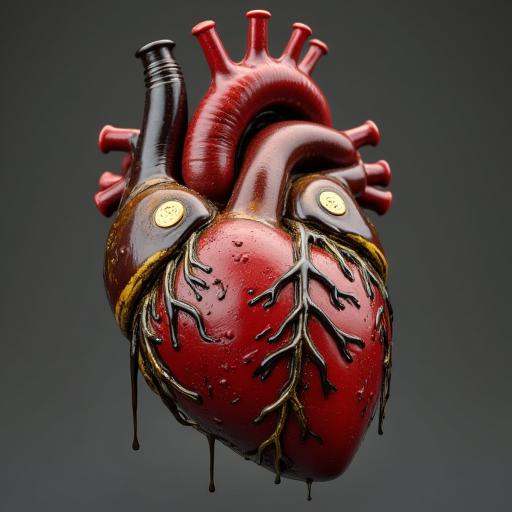 a human mechanical heart made entirely of crude oil on Tensor.Art