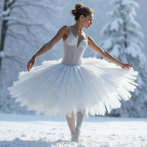 a realistic ballet skirt created entirely with snow on Tensor.Art
