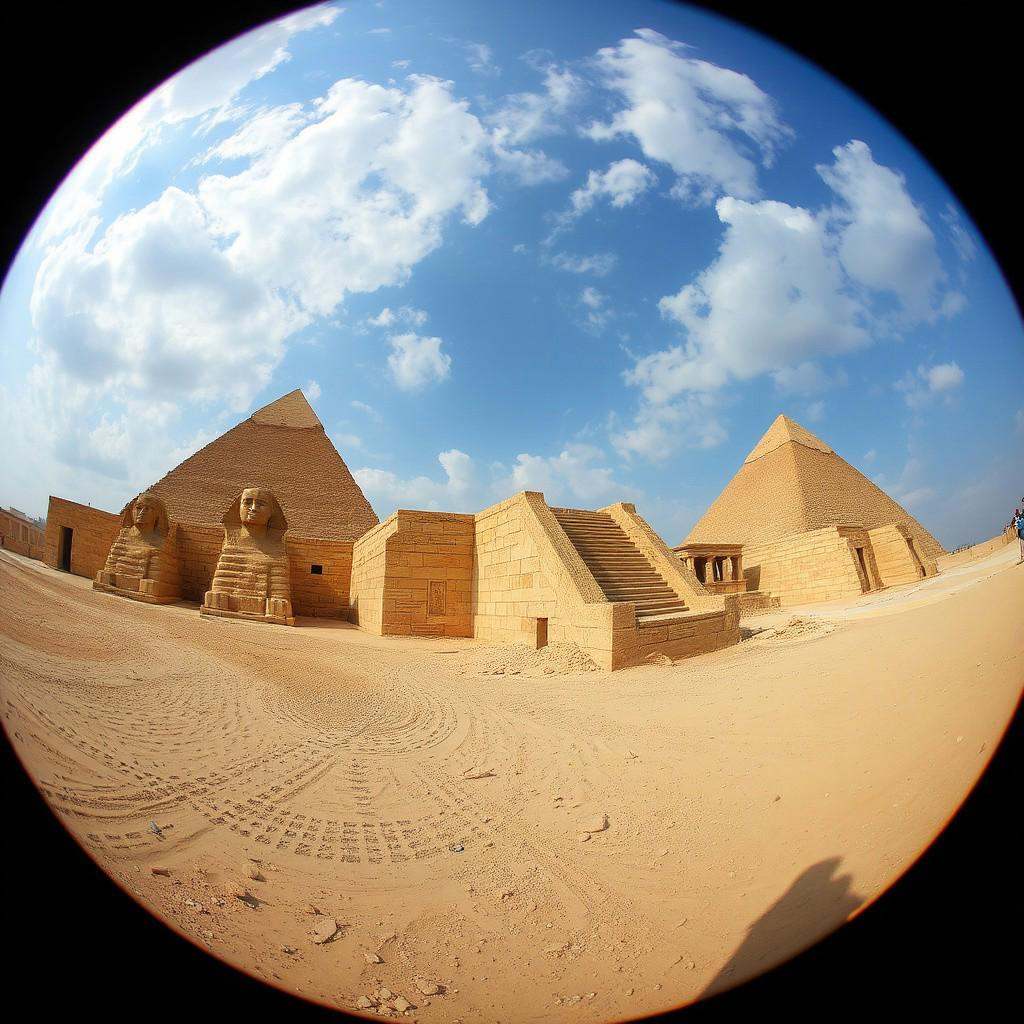 the pyramids of egypt fisheye lens fx,  fele on Tensor.Art
