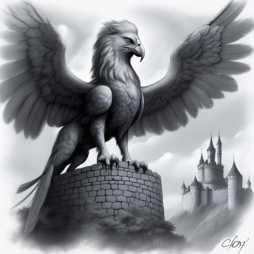 fantasy art of a griffin on top of a castle,  claudio_aboy on Tensor.Art