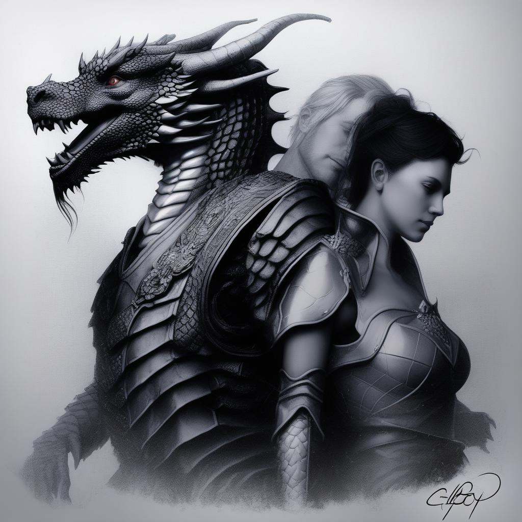 fantasy art of a dragon and prince and a queen,  claudio_aboy on Tensor.Art
