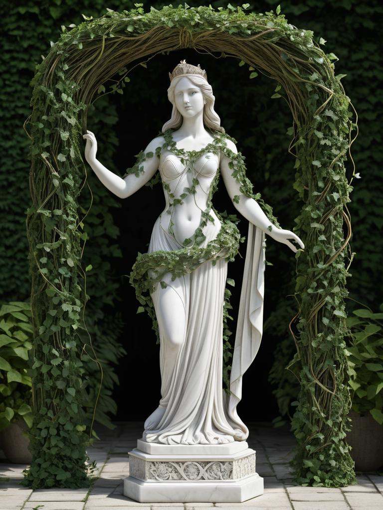 a statue of a princess made in marble covered with vines,  (full body) on Tensor.Art