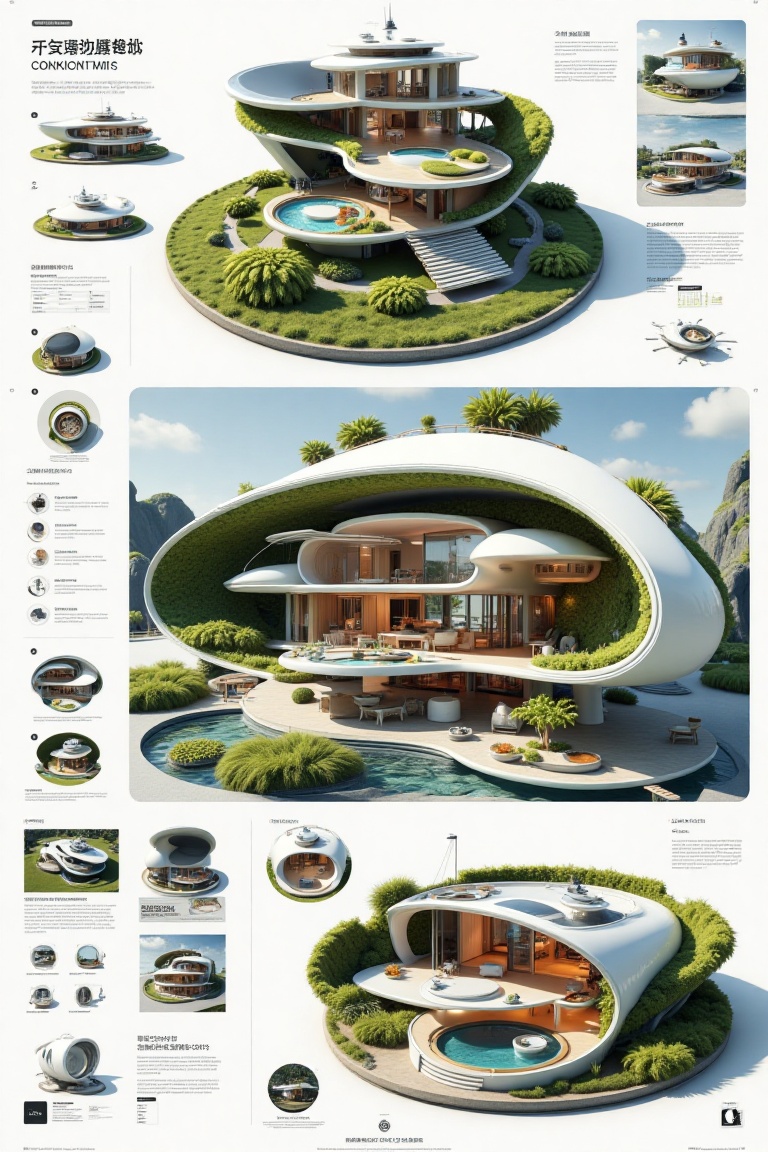 Ultra Professional architectural presentation board white mode of a modern Minimalist and Modern ship style committed to s...