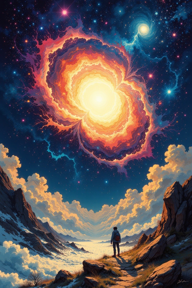 white dwarf in a vast galaxy With beautiful Nova stars.,  surrealart style on Tensor.Art