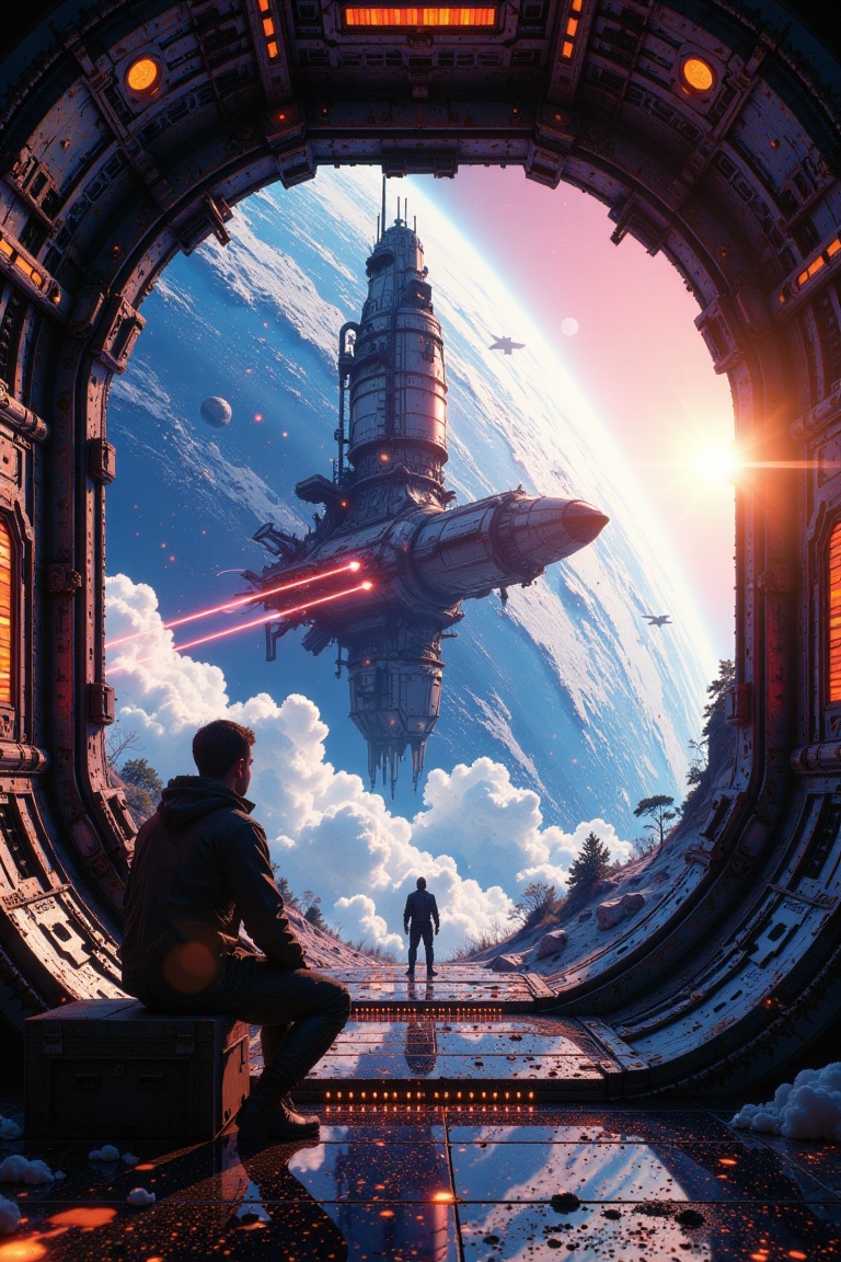 war in space,  lasers,  spacestation in space on Tensor.Art