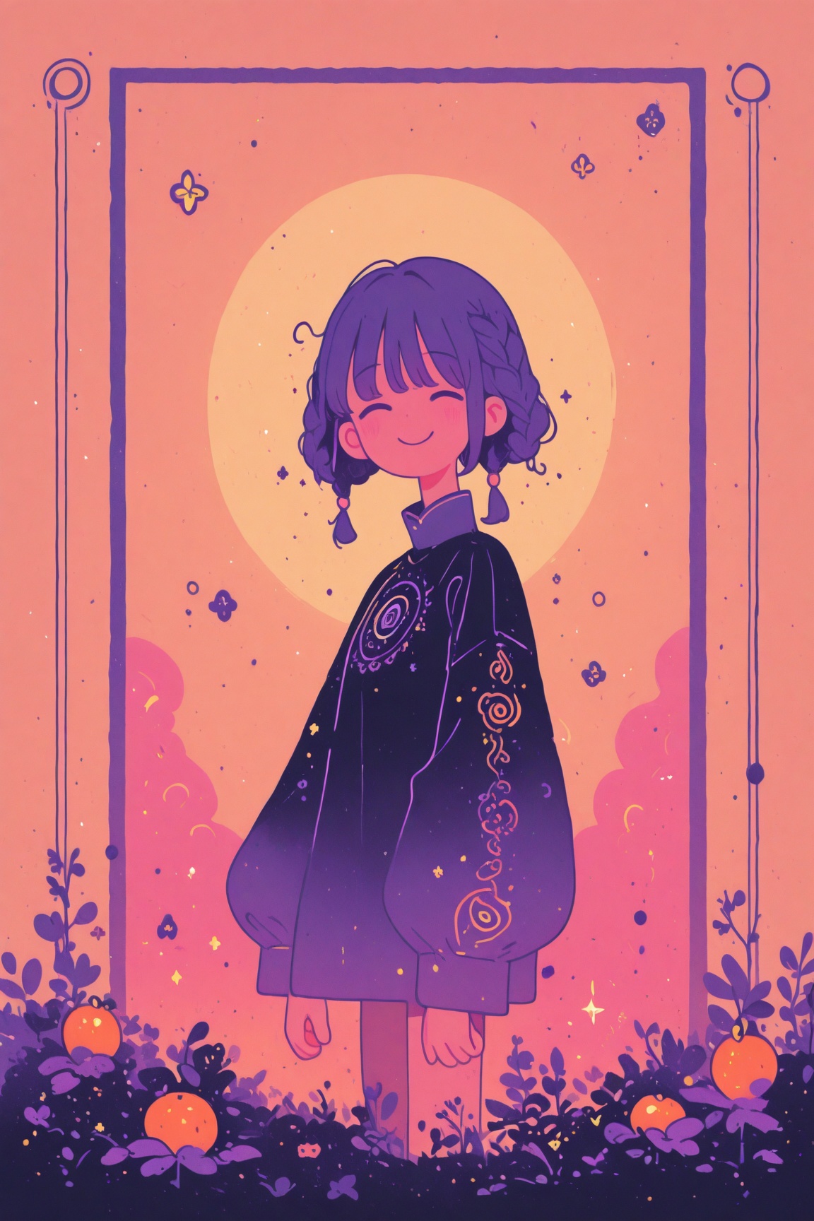 High-resolution anime-style illustration,  gouache painting and Fauvism influences,  young woman standing in the middle of...