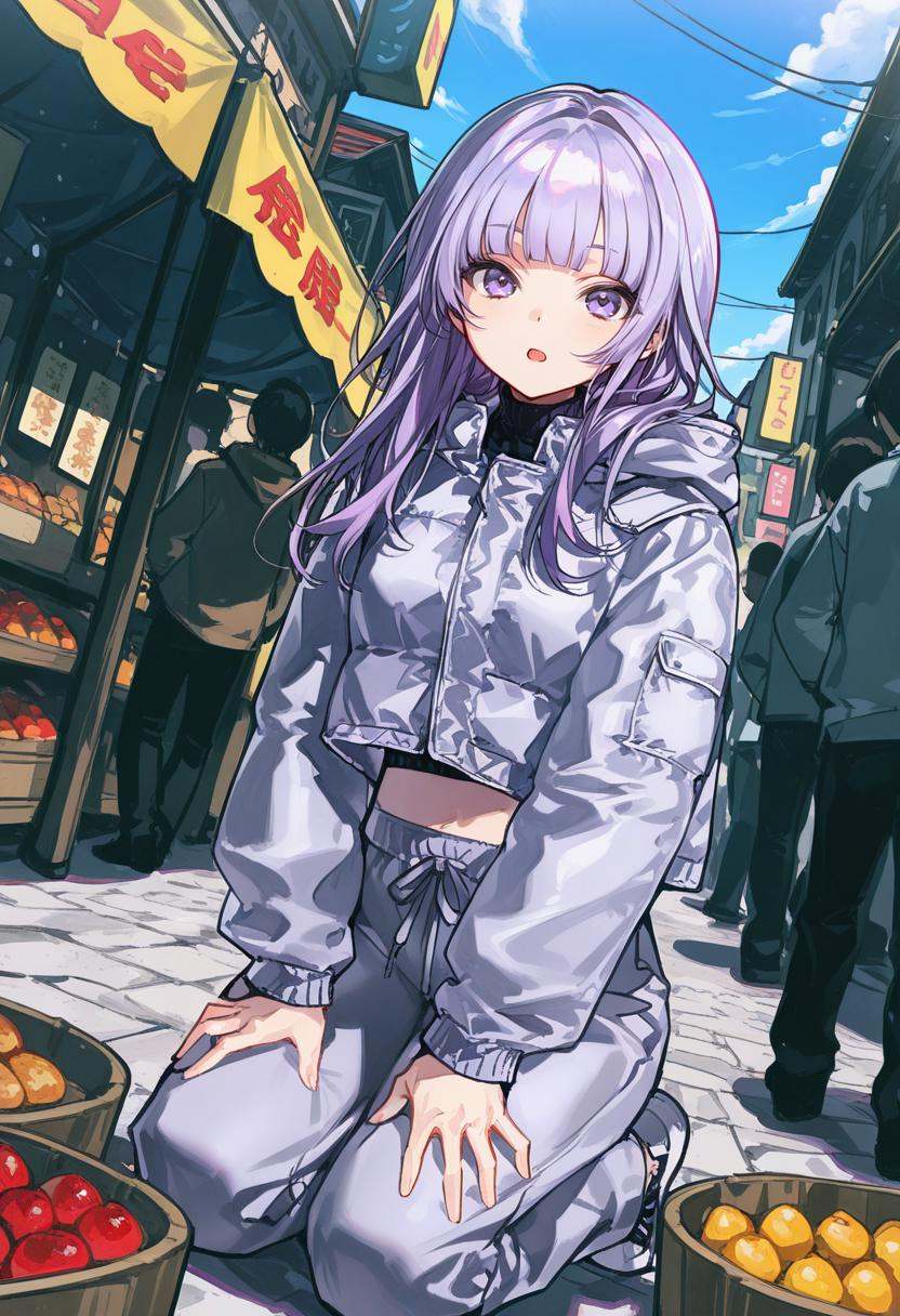 1girl,  midriff,  light purple hair on Tensor.Art