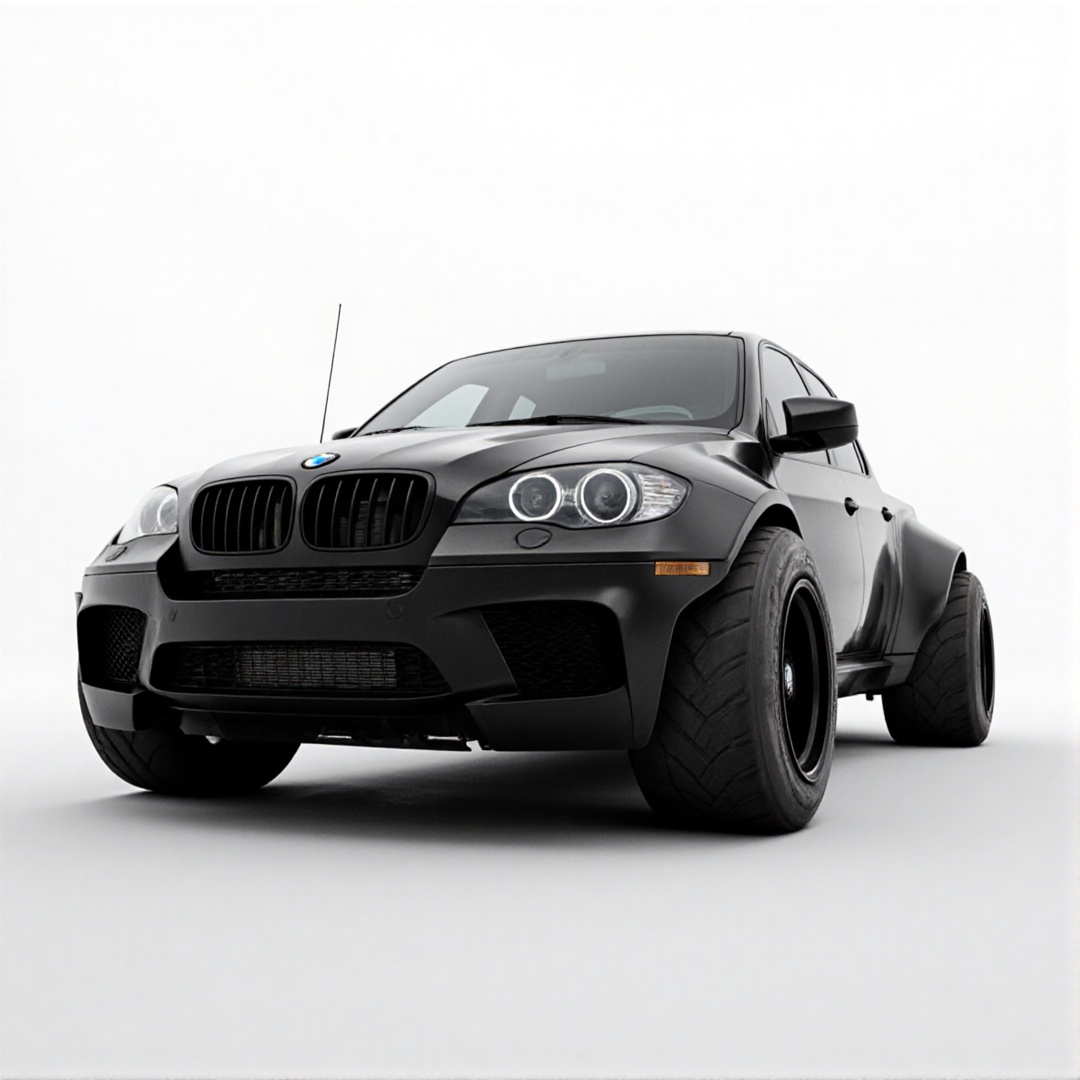 BMW x5 with converted to pickup,  pickup bed bmw front grill,  dually dual semi back wheel style truck type on Tensor.Art