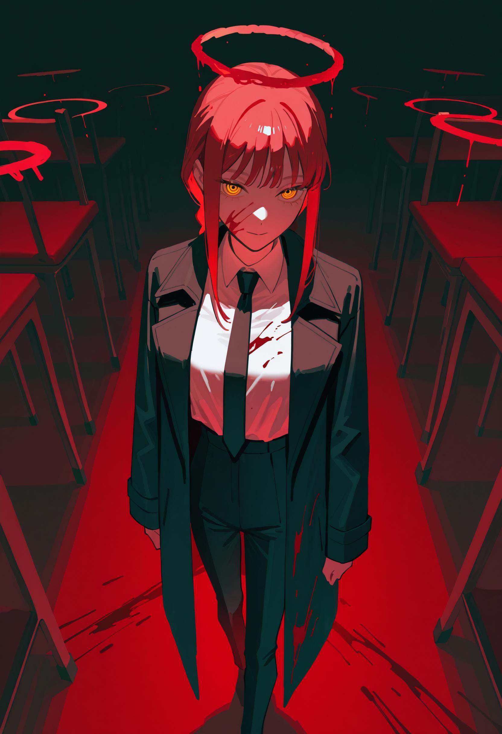 eW9ta,  makima \(chainsaw man\),  blood on clothes on Tensor.Art