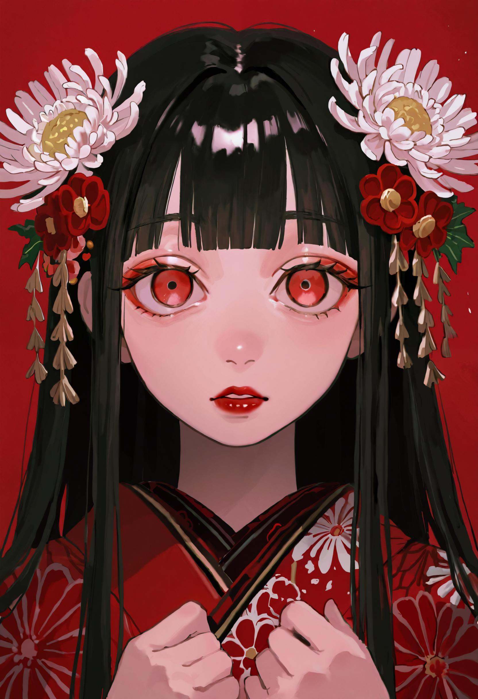 eye focus,  1girl,  red eyes on Tensor.Art