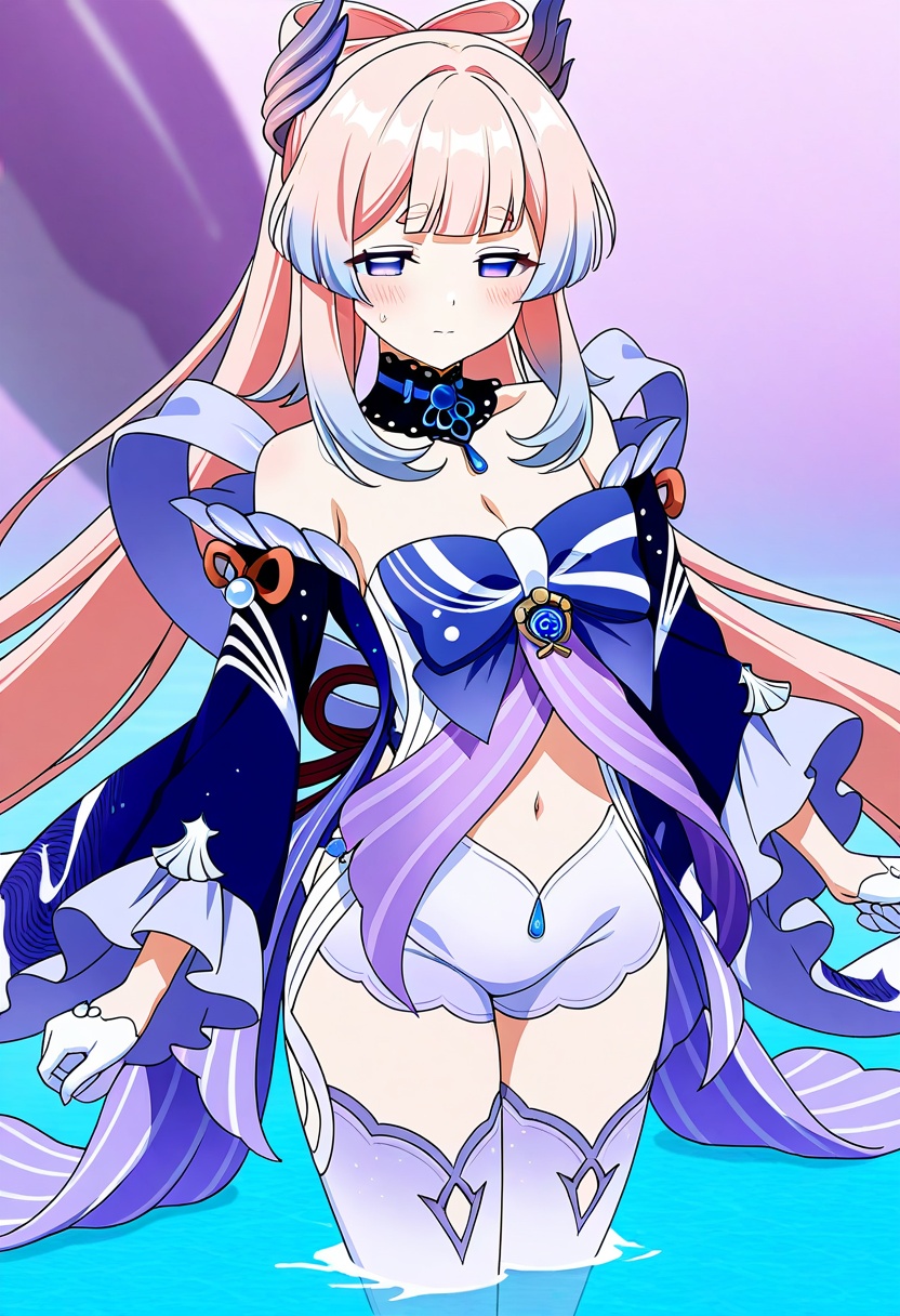1girl,  sangonomiya kokomi,  midriff on Tensor.Art
