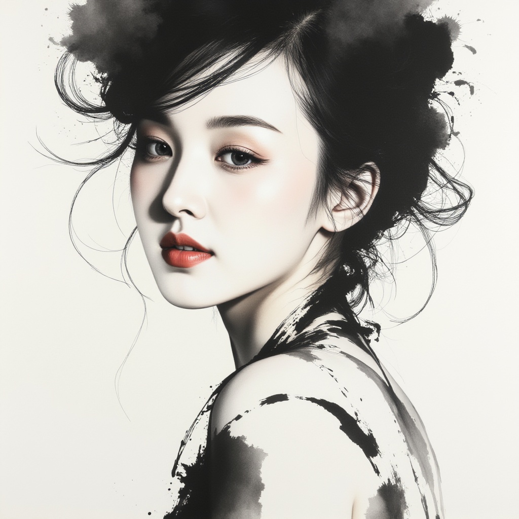 1 girl,  freehand brush painting,  Asa CHEN style on Tensor.Art