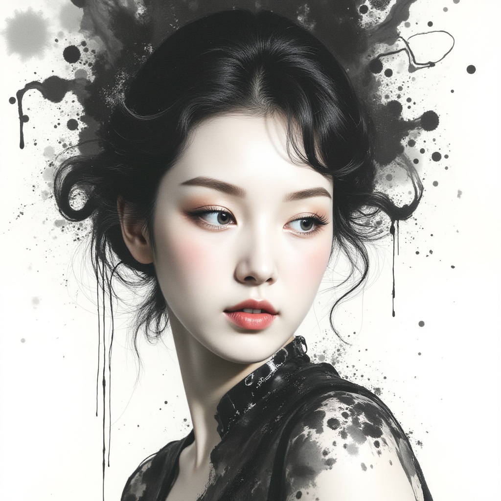 1 girl,  freehand brush painting,  Asa CHEN style on Tensor.Art