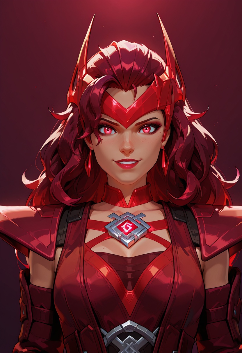 Face view,  Facing Viewer scarlet_witch,  long burgundy red hair on Tensor.Art