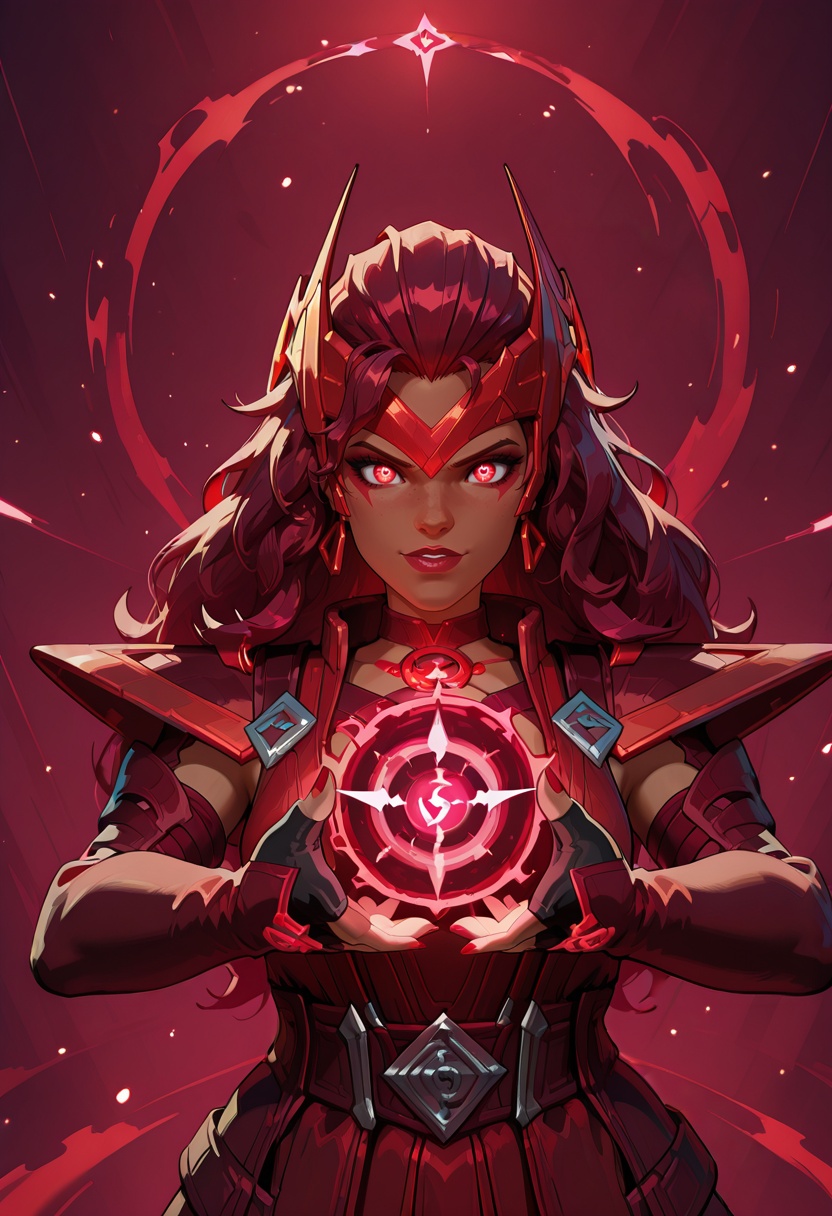 Face view,  Facing Viewer scarlet_witch,  long burgundy red hair on Tensor.Art