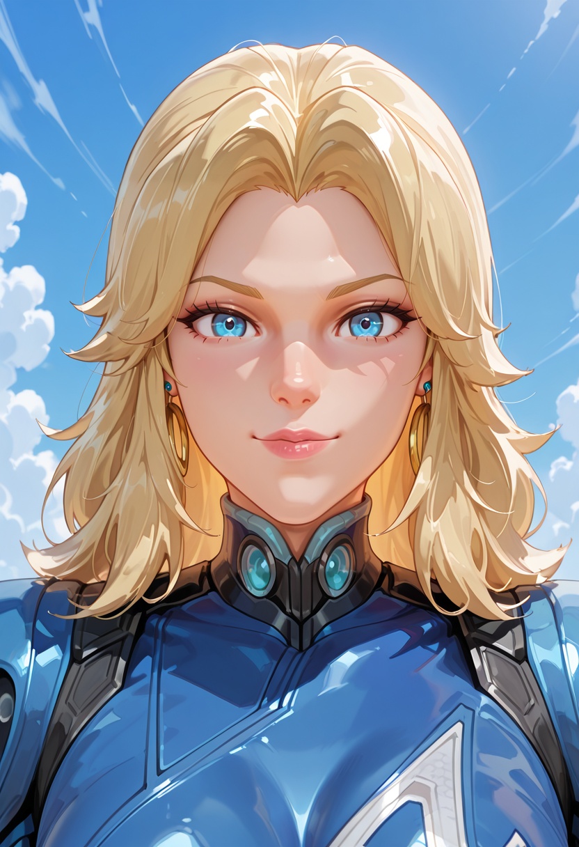 looking at viewer,  face view invisible_woman,  blonde hair on Tensor.Art
