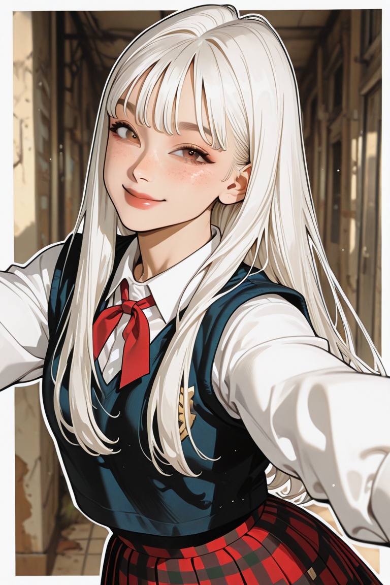 (long hair,  full white hair,  straight hair) on Tensor.Art