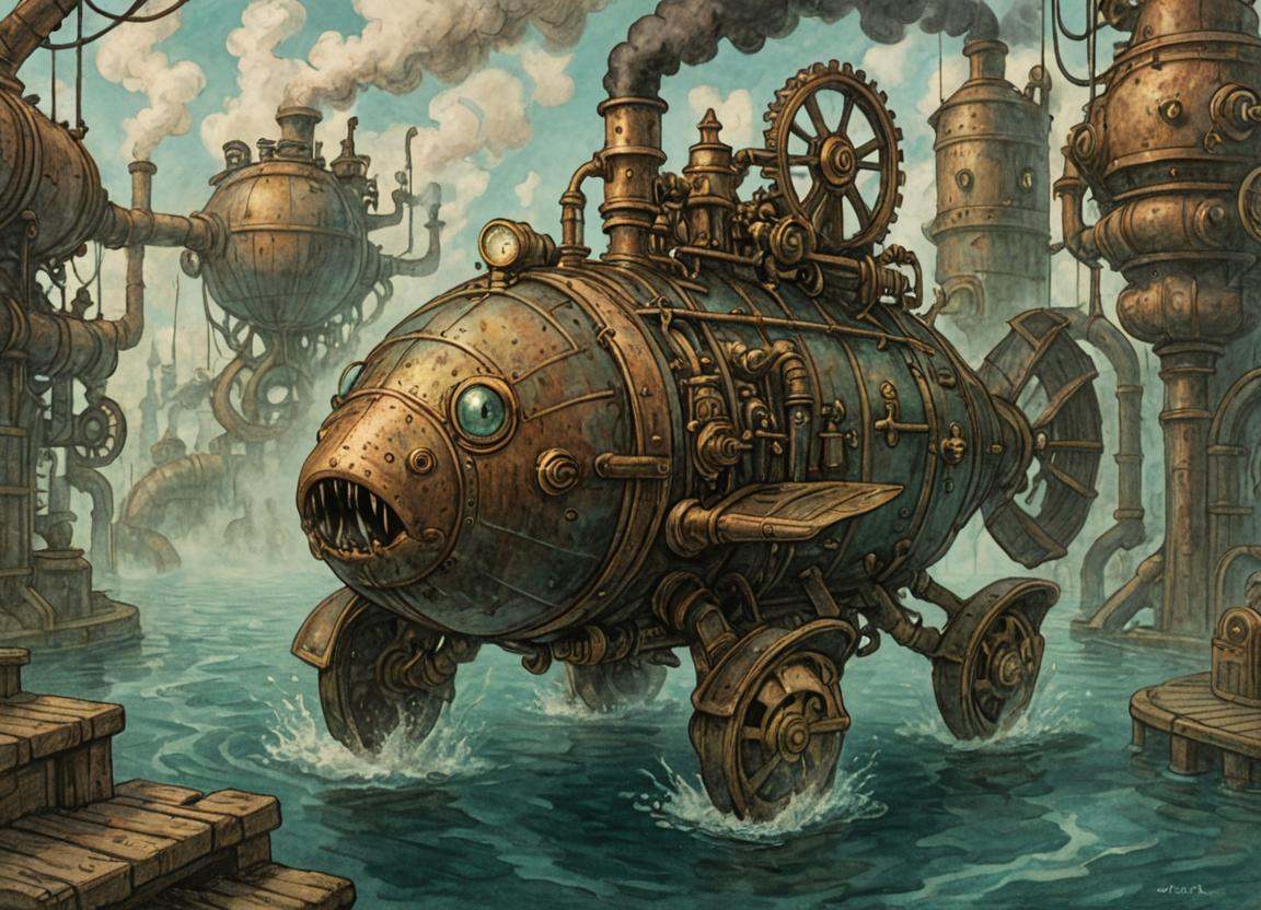 DonM5734mPunk1llu2XL,  steam punk,  gamboge aquatic water on Tensor.Art