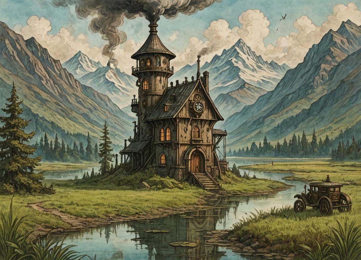DonM5734mPunk1llu2XL,  steam punk,  mountains on Tensor.Art