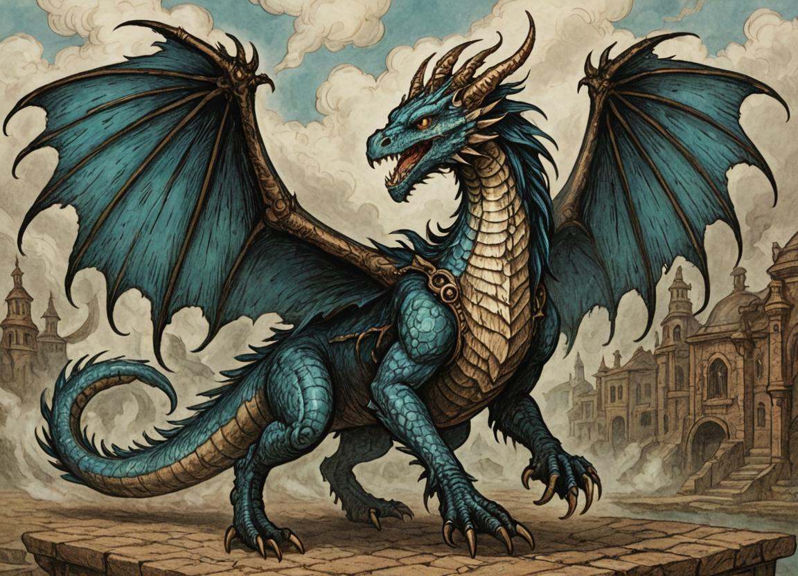 DonM5734mPunk1llu2XL,  steam punk,  a rhythmic torrid celestial wyrm-like Mokele-Mbembe on Tensor.Art