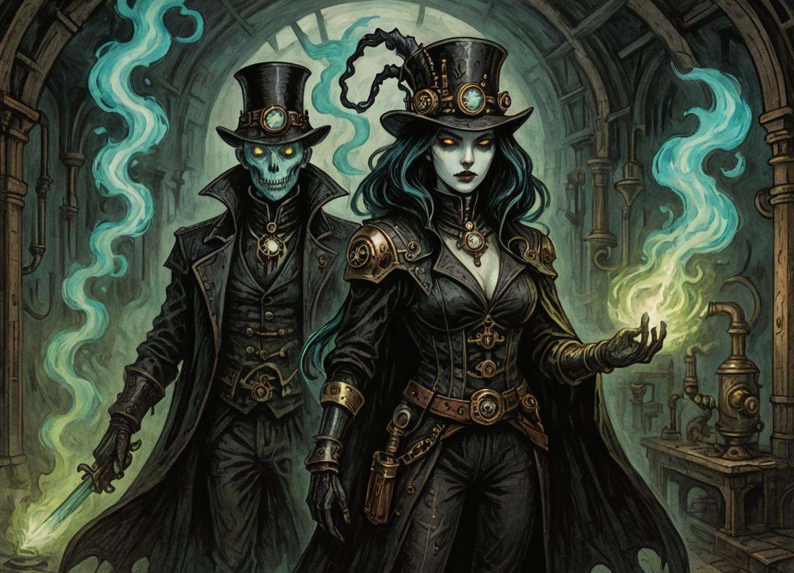 DonM5734mPunk1llu2XL,  steam punk,  aether steampunk of energy vampire- eerie on Tensor.Art