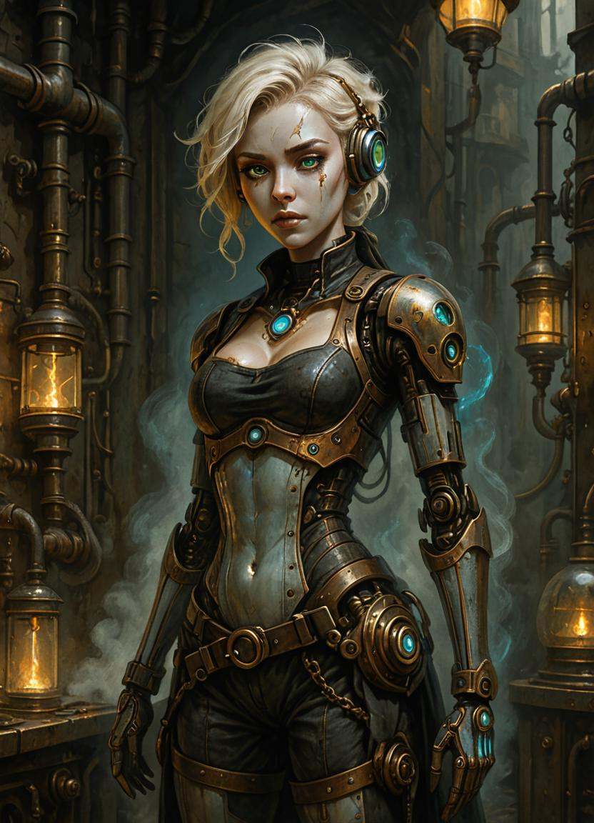 DonM5734mPunk1lluXL2,  steam punk,  aether female robot psychologist on Tensor.Art