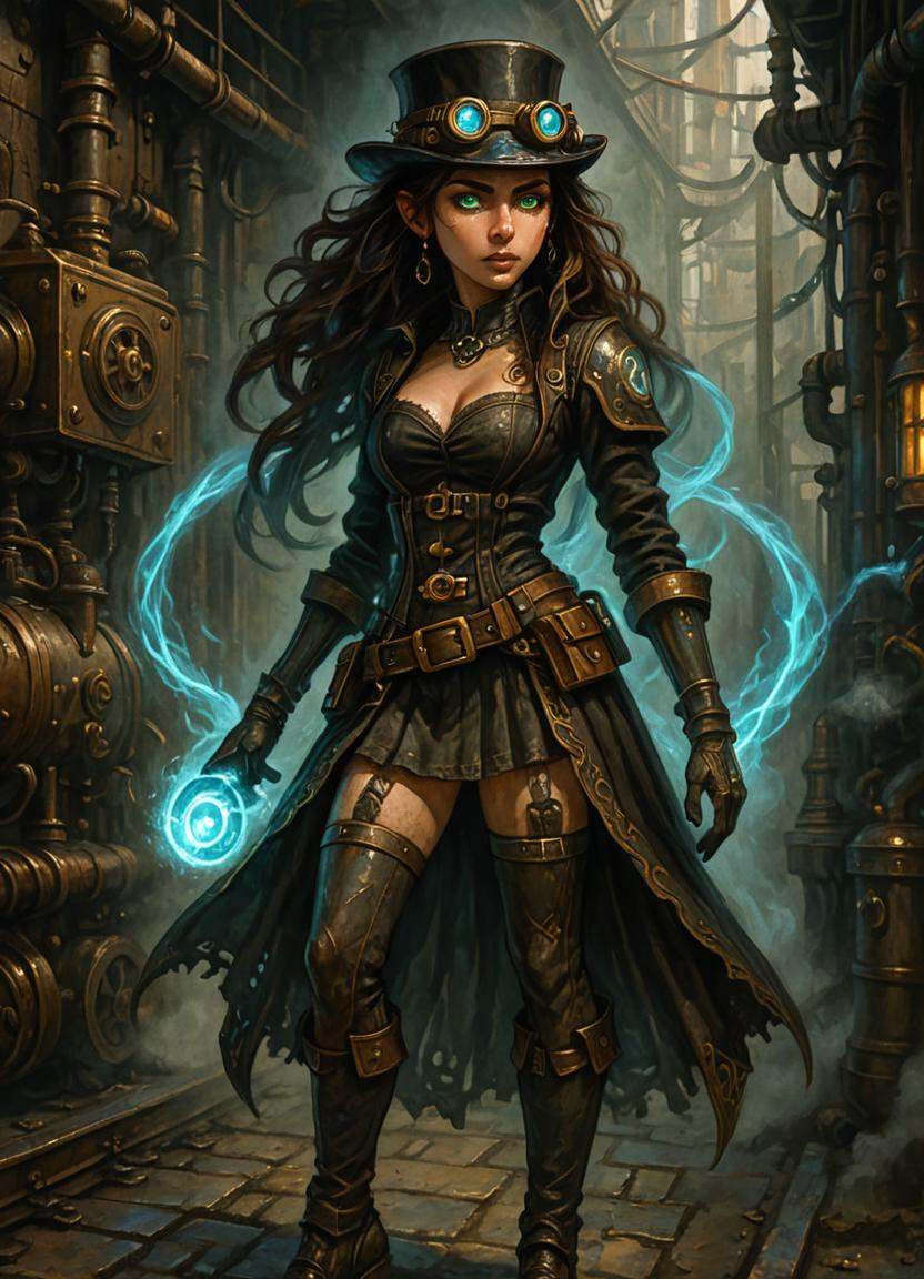 DonM5734mPunk1lluXL2,  steam punk,  aether female data smuggler on Tensor.Art