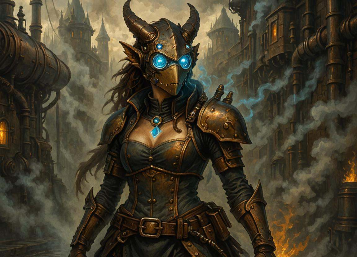 DonM5734mPunk1lluXL2,  steam punk,  aether female dragonborn on Tensor.Art