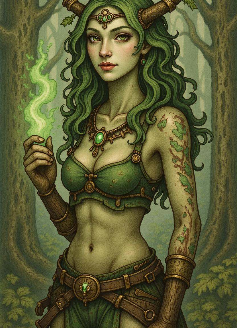 painting,  aether,  aether steam punk dryad on Tensor.Art