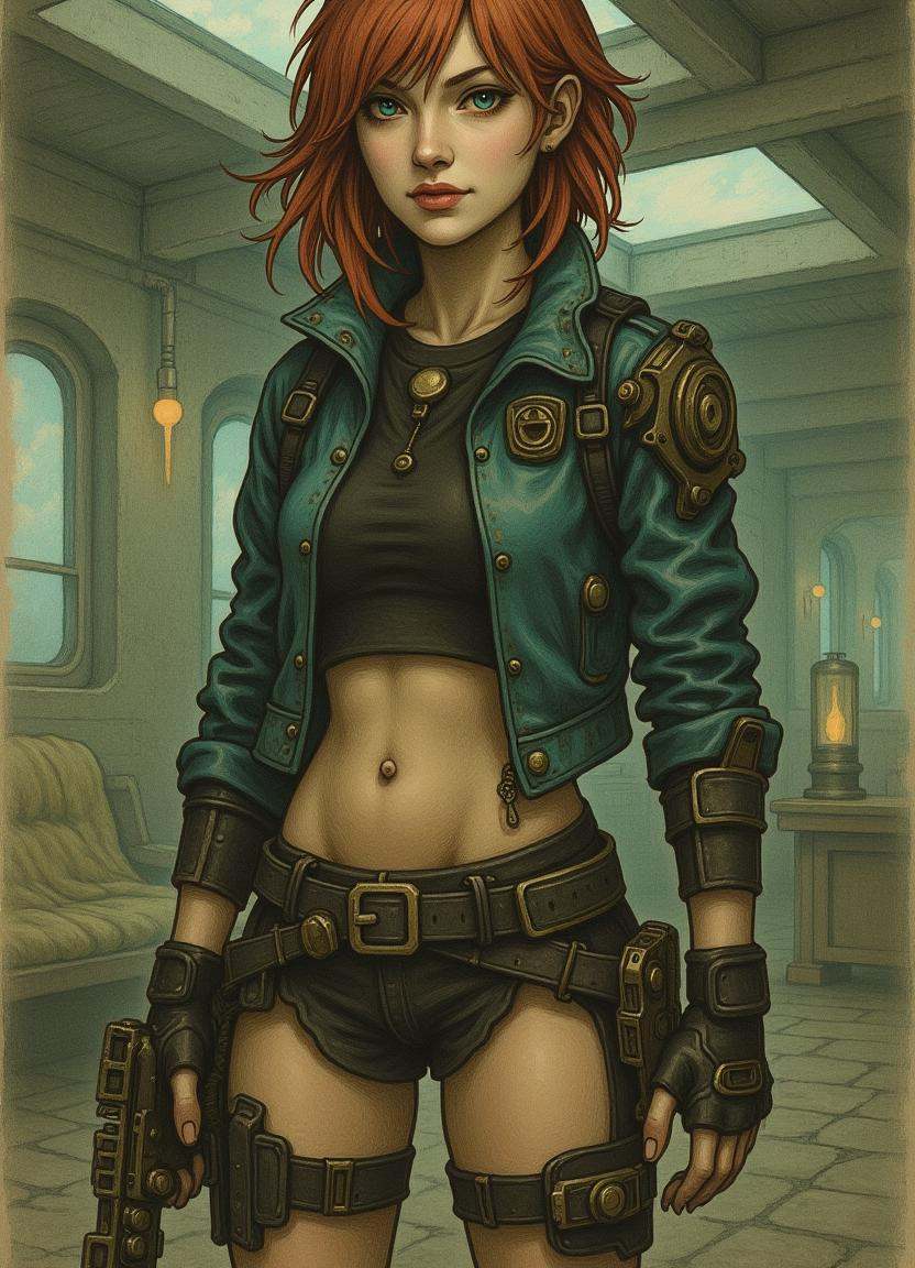 painting,  ,  cyberpunk female kyuzo on Tensor.Art