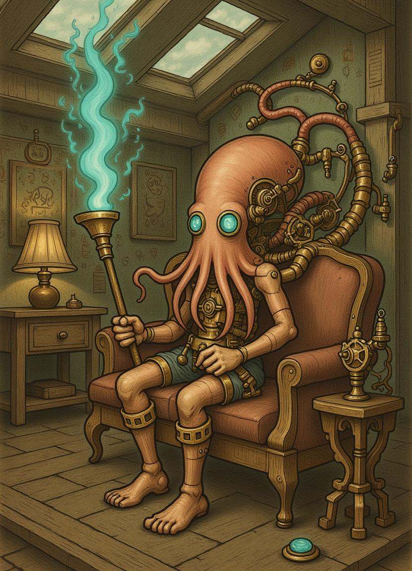 painting,  ,  aether steam punk fusion of squid teju jagua on Tensor.Art