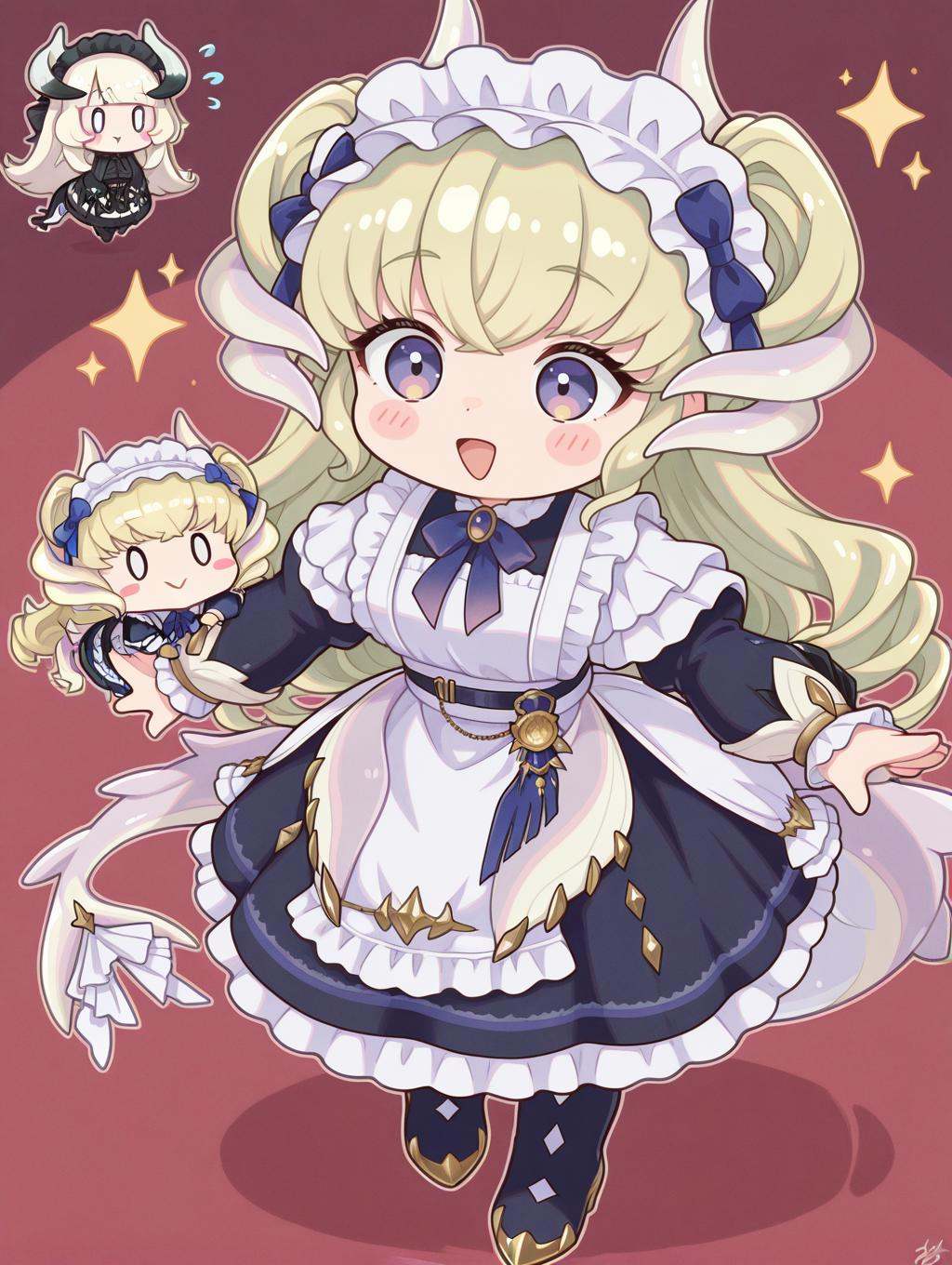 2girls,  chibi,  blush stickers on Tensor.Art